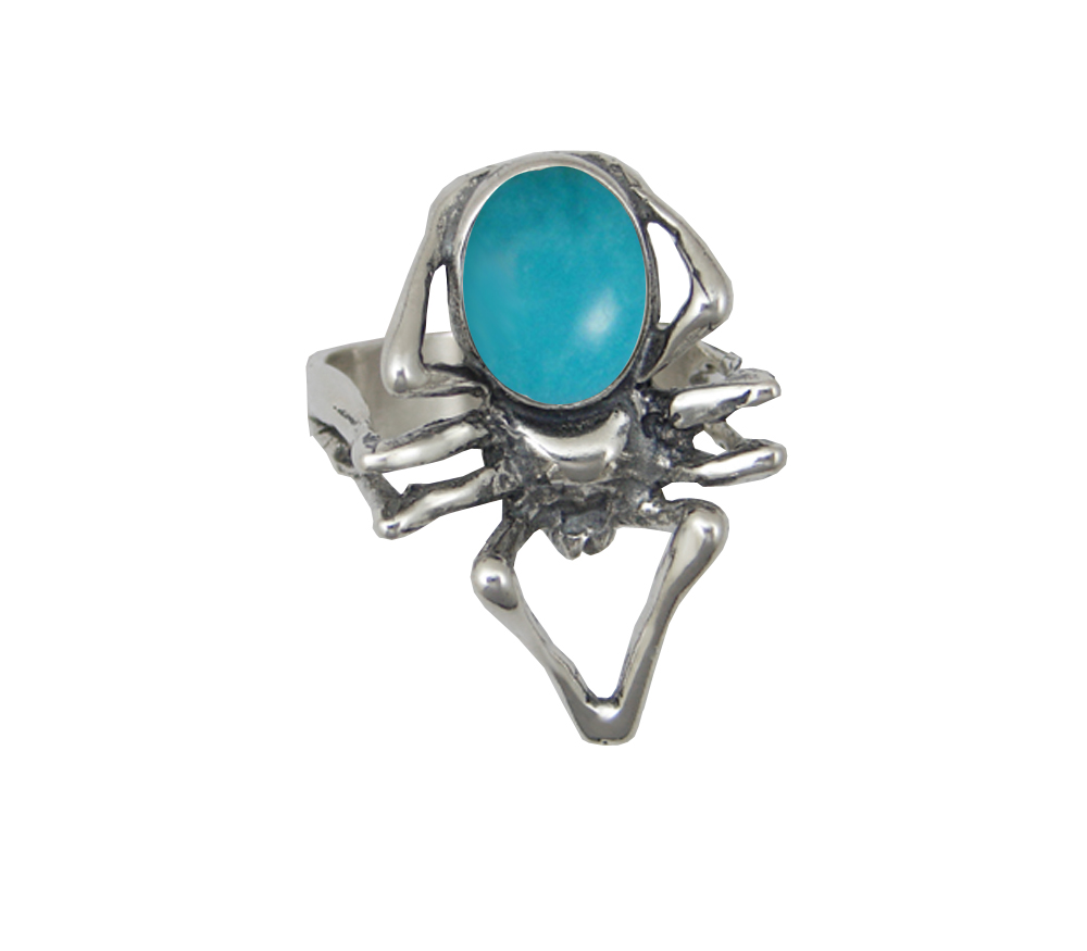 Sterling Silver Big Spider Ring With Turquoise Size 9